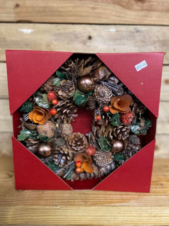 Artificial Wooden 30cm Orange Wreath
